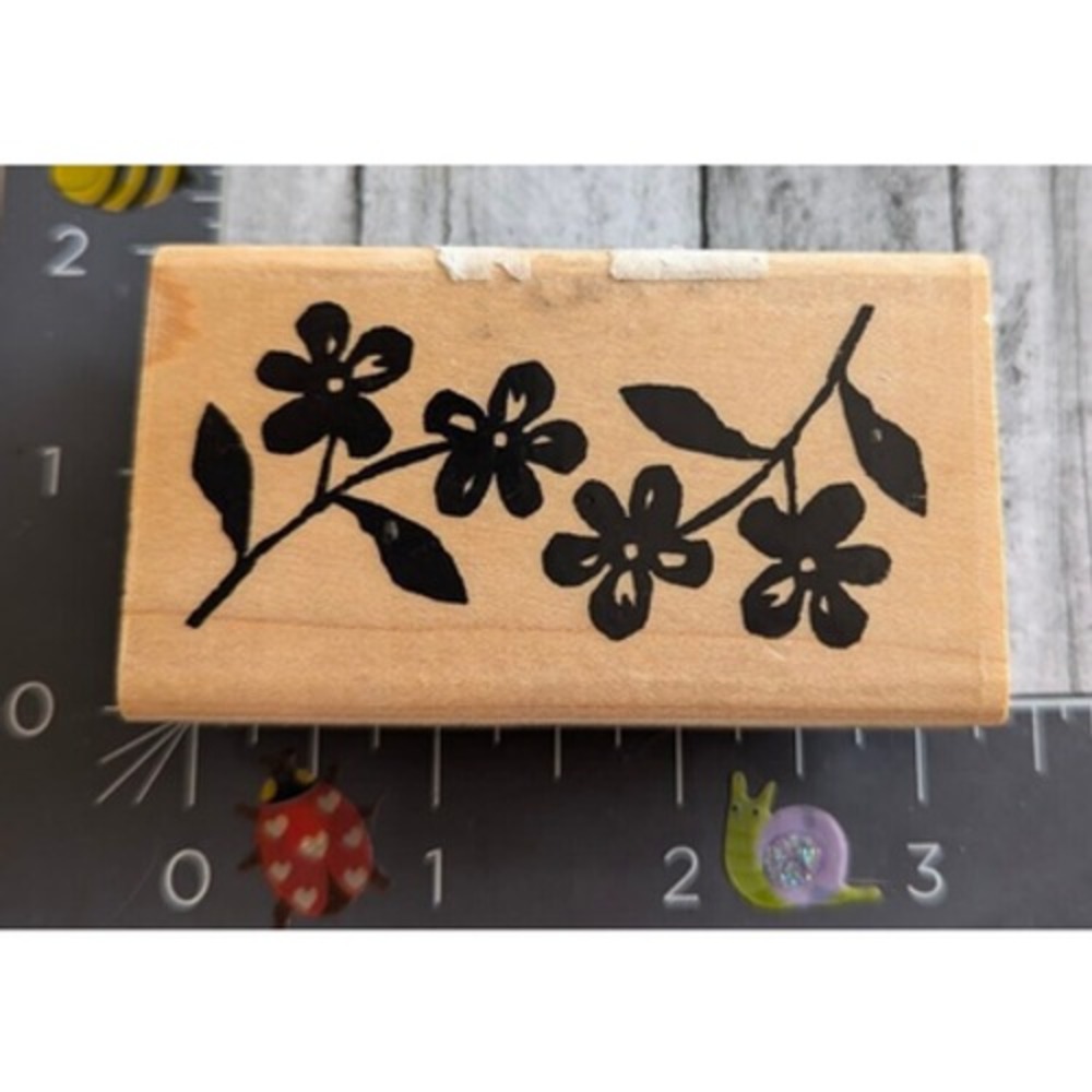 Inkadinkado Flowers 90934 Rubber Stamp Wood #E68